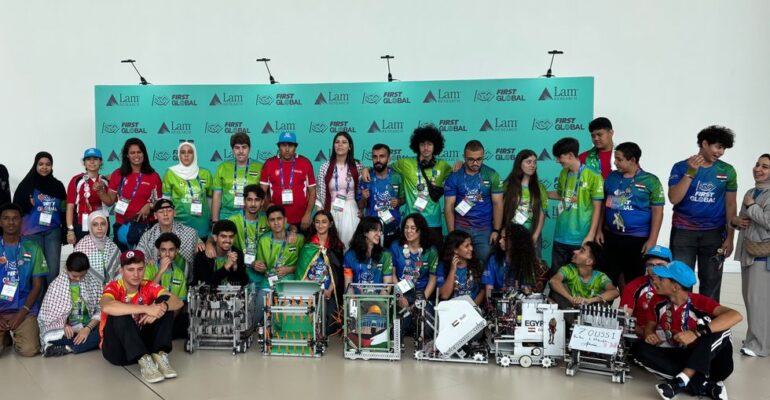 Students Compete—and Cooperate—in FIRST Global Robotics Challenge